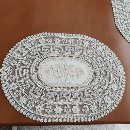 رومیزی زیر بشقابی دانتل مخمل ورساچه بیضی 32*42