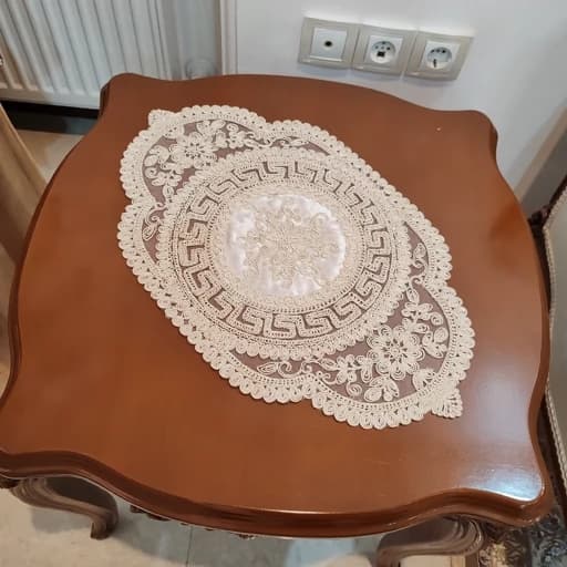 رومیزی دانتل مخمل سه تکه ترک اصل ورساچه الیزه — تصویر ۳