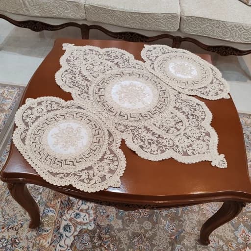 رومیزی دانتل مخمل سه تکه ترک اصل ورساچه الیزه — تصویر ۸