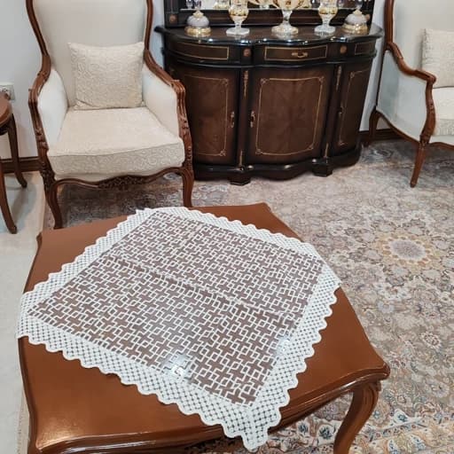 رومیزی روپشتی مربع حریر گیپور جدید طرح ورساچه