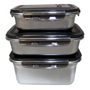ظرف غذا استیل درب دار سه سایزی مستطیلی یونیک مدل KL-19194