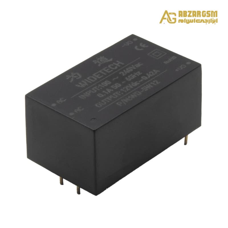 مبدل کاهنده روبردی ایزوله 220AC to 12VDC 0.42A مدل WD-5W12 مارک WIDETECH