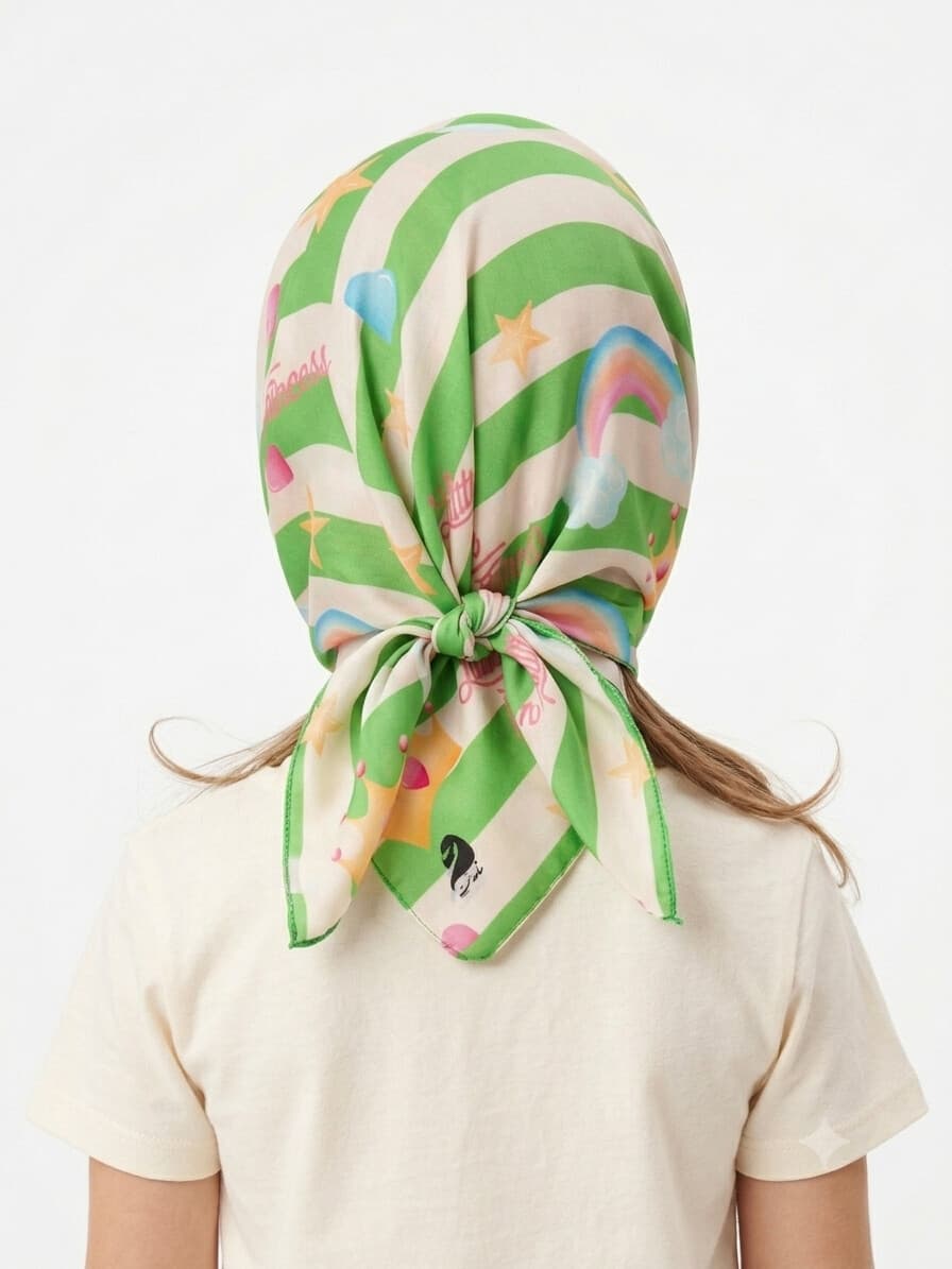 روسری دخترانه رنگین کمان فانتزی شاهدخت kids-scarf4 — تصویر ۲