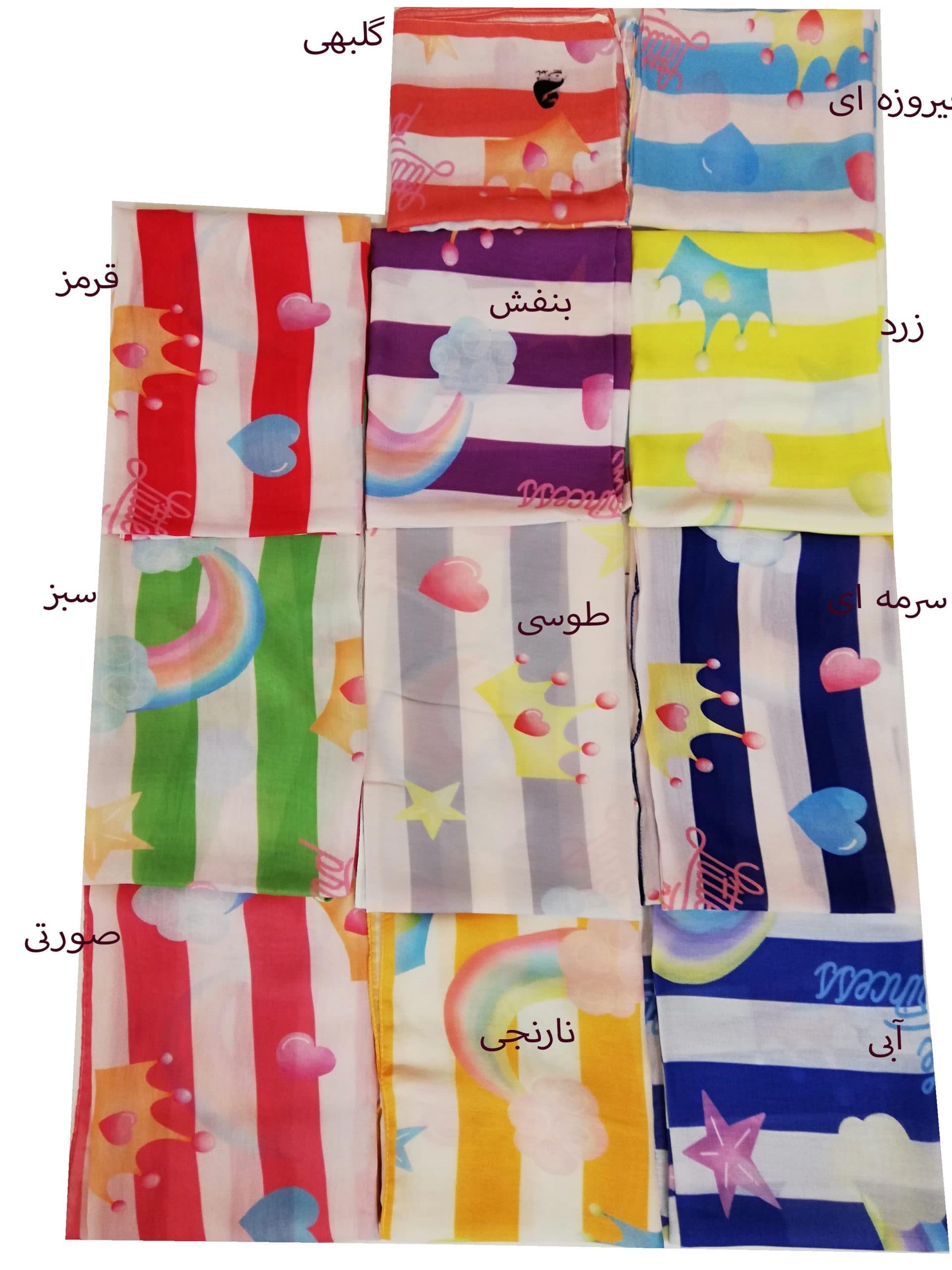 روسری دخترانه رنگین کمان فانتزی شاهدخت kids-scarf4 — تصویر ۳