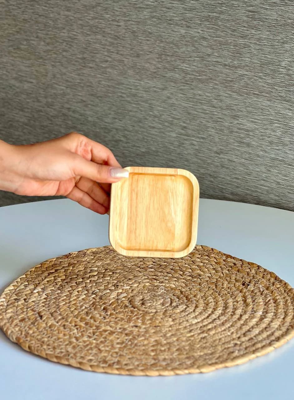 زیرلیوانی و زیرروغنی چوبی- مدل مربع لبه دار
