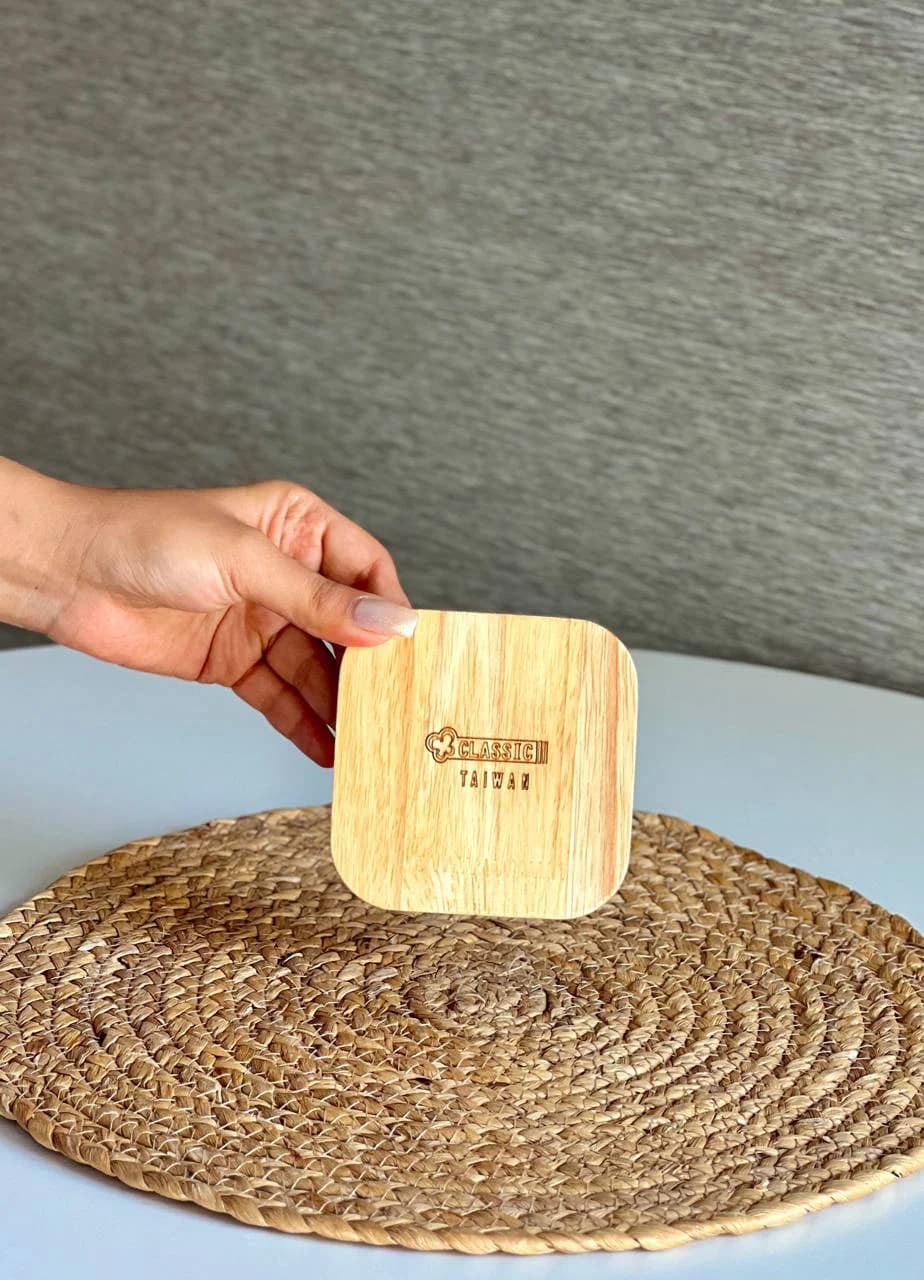 زیرلیوانی و زیرروغنی چوبی- مدل مربع لبه دار — تصویر ۴