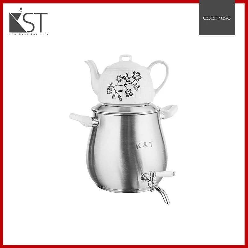 کتری قوری دسته باکالیت با قوری چینی KST-1020 کی اس تی