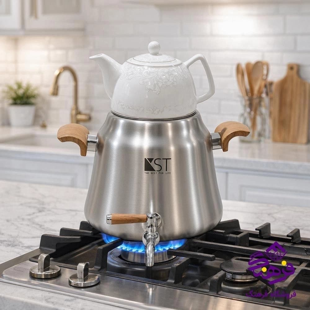 کتری قوری هرمی دسته چوب KST-4072D کی اس تی