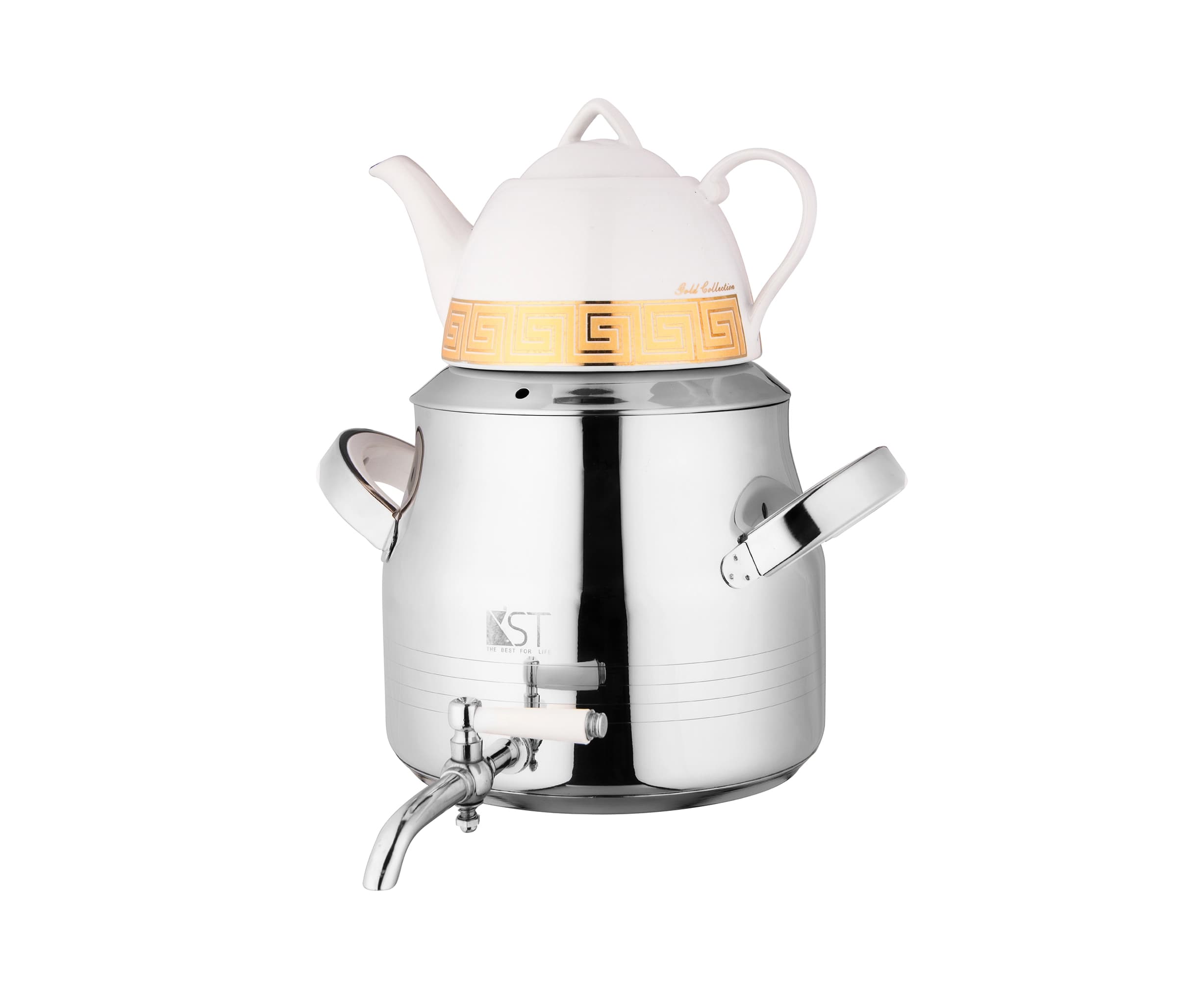 کتری قوری مدل ترک دسته دوتکه با قوری چینی KST-4060S کی اس تی