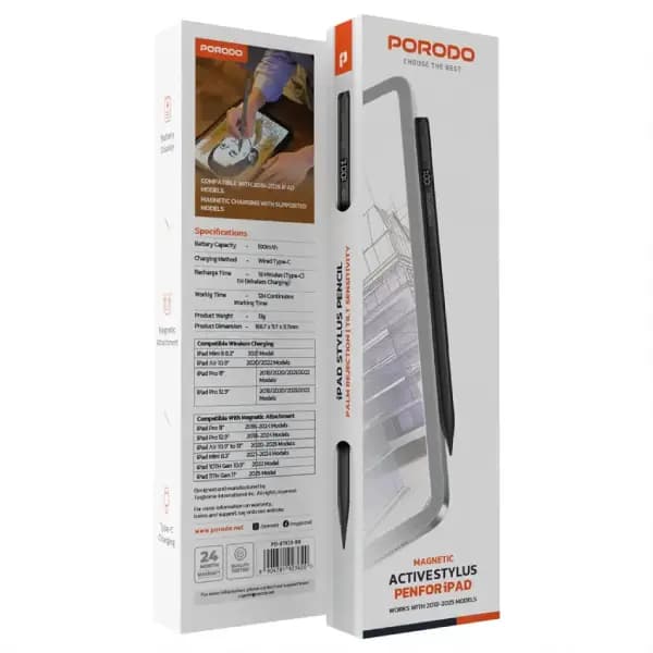 قلم لمسی اکتیو مغناطیسی پورودو مدل Porodo Magnetic Active Stylus Pen for iPad PDETK13 — تصویر ۴