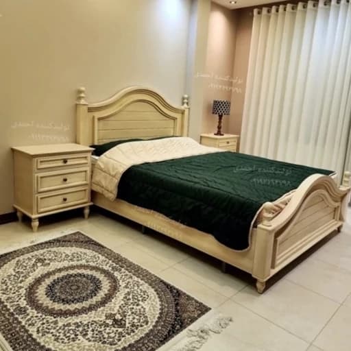 تخت خواب دونفره کرم استخوانی کلاسیک با رنگبندی مختلف سایز 160 مبلمان فرنا مدل 1145650