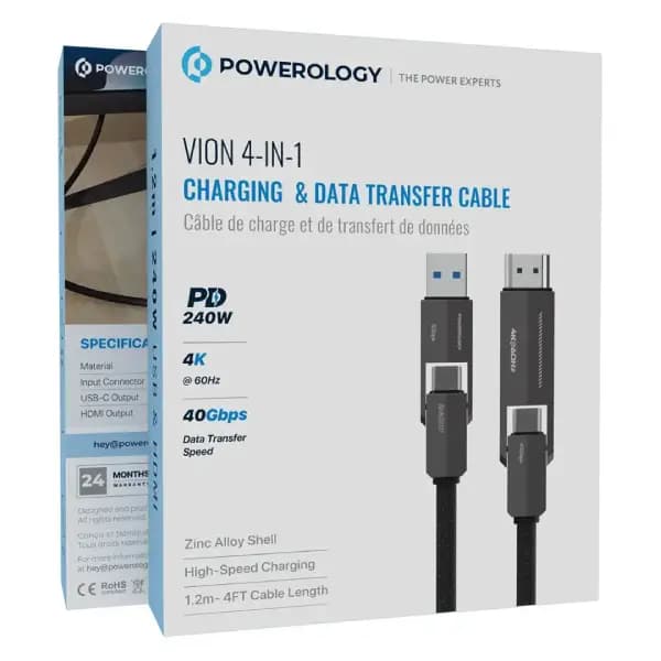 کابل شارژ و انتقال داده ۴ در ۱ پاورولوژی مدل Powerology Vion 4-In-1 PCAB034 — تصویر ۴