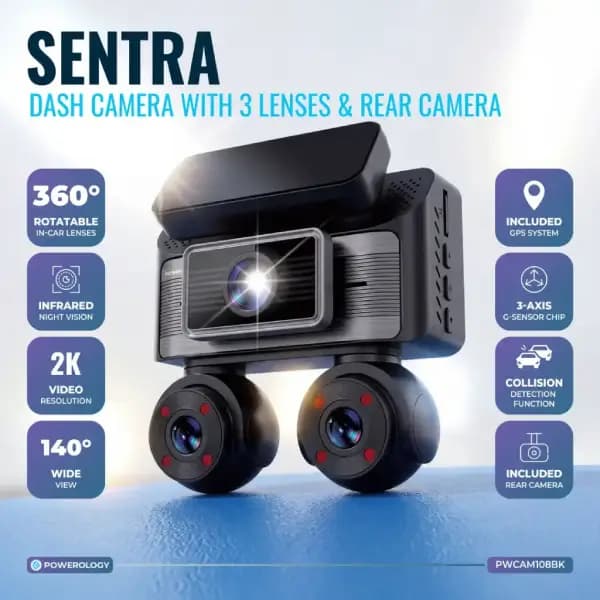 دوربین خودرو پاورولوژی مدل Powerology Sentra Dash Camera PWCAM108BK — تصویر ۵