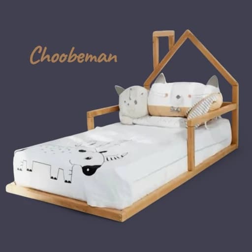 تخت خواب کلبه ای نوزاد و کودک تمام چوب بدون پایه مناسب تشک 70-130 مبلمان فرنا مدل 1145573