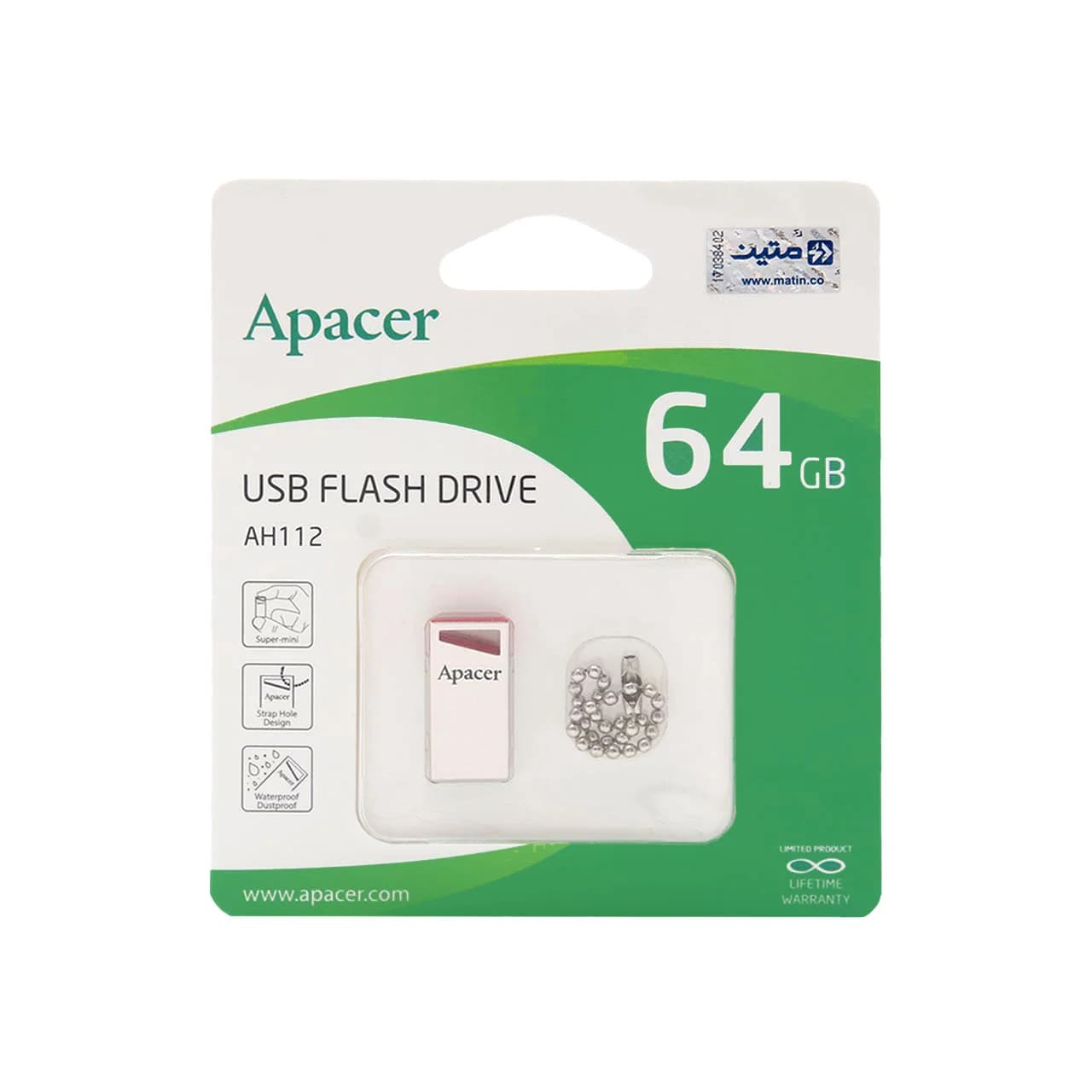 Apacer AH112 USB2.0 Flash Memory-64GB- (گارانتی متین) — تصویر ۲