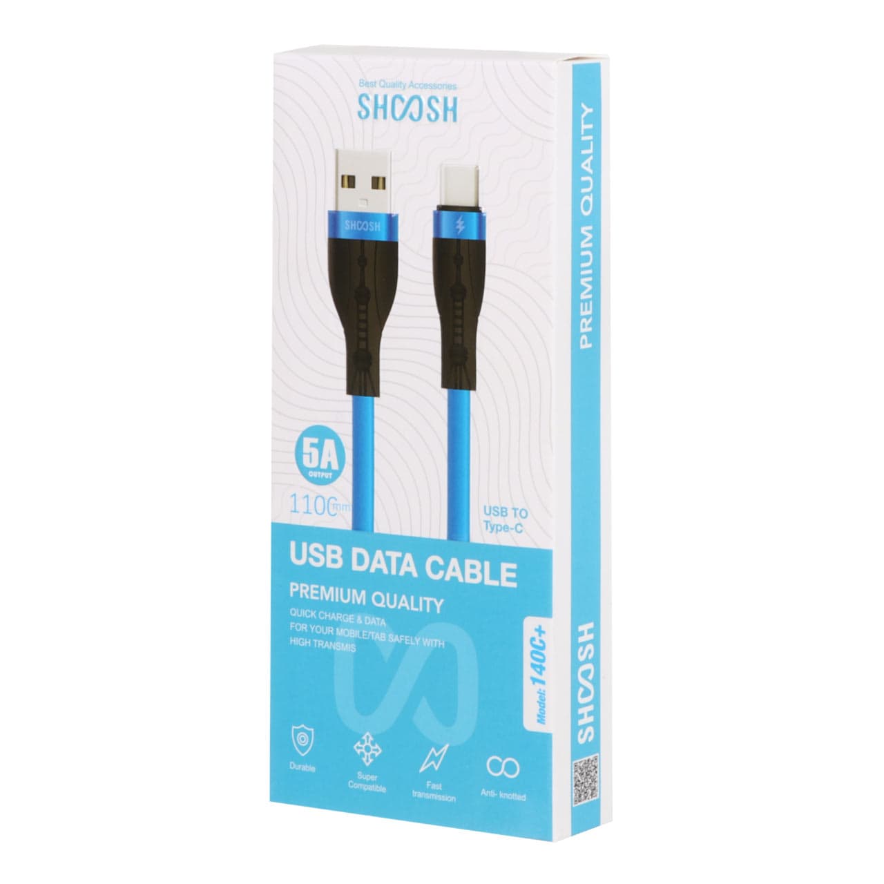 کابل شارژ سیلیکونی 1.1 متری فست Shoosh Type-C مدل +SH140C – مشکی – SMO — تصویر ۲