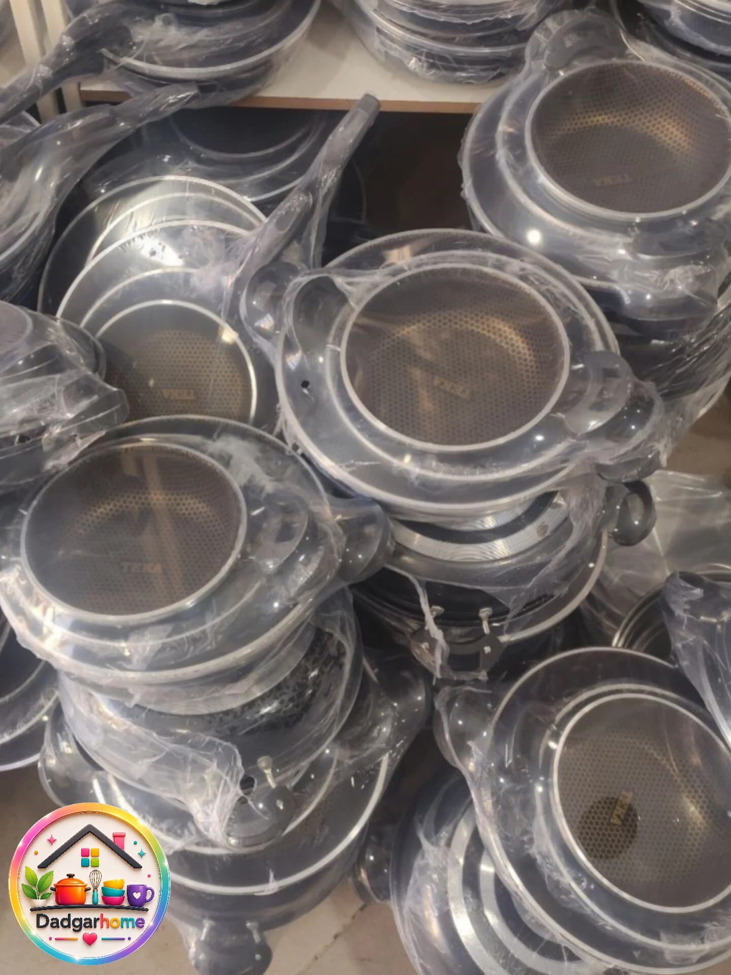 تابه تفلون 3 عددی دو دسته کف ساده مشکی — تصویر ۲