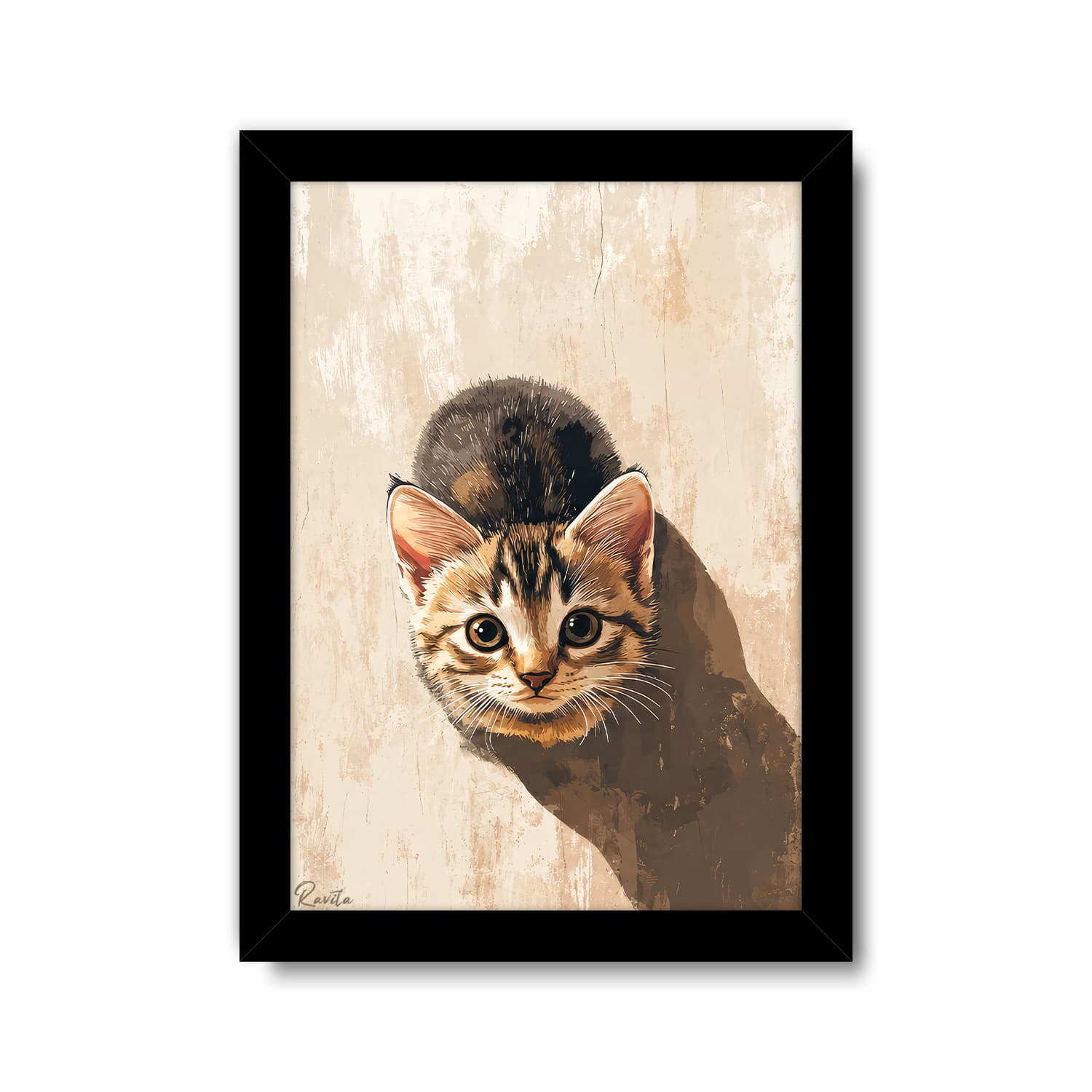 تابلو تکی راویتا طرح بچه‌گربه کنجکاو – Curious Kitten کد 3945