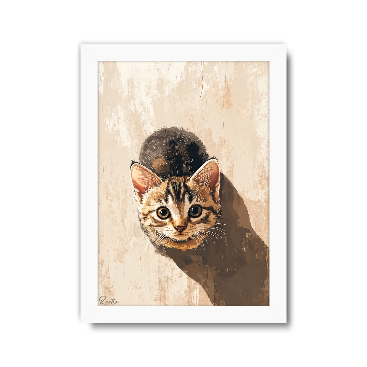 تابلو تکی راویتا طرح بچه‌گربه کنجکاو – Curious Kitten کد 3945 — تصویر ۳