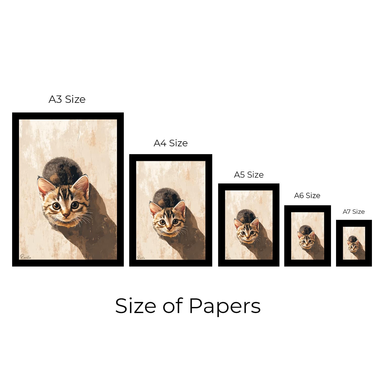 تابلو تکی راویتا طرح بچه‌گربه کنجکاو – Curious Kitten کد 3945 — تصویر ۴