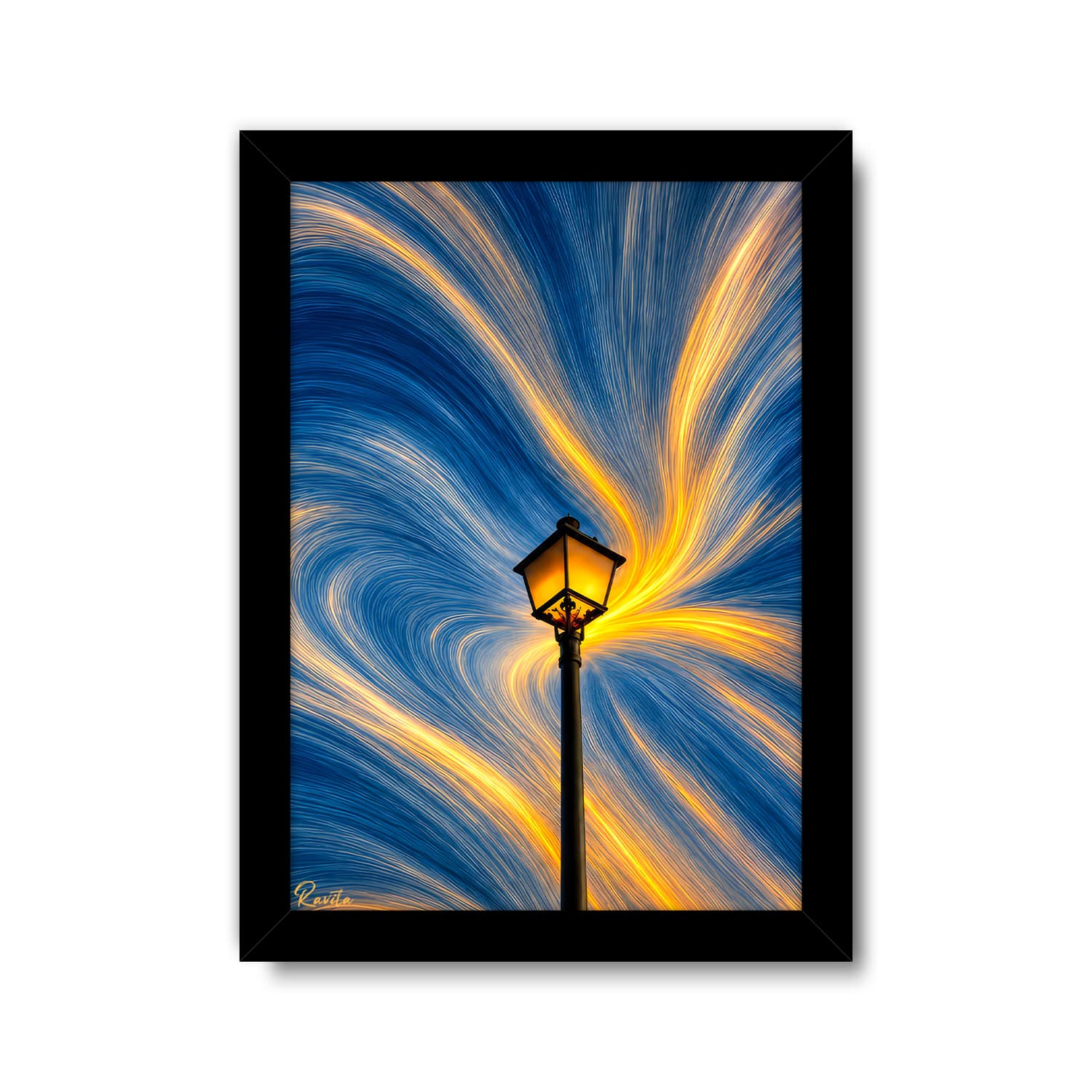 تابلو تکی راویتا طرح چراغ شب پرستاره ونگوک – Van Gogh Starry Night Lamp کد 3942