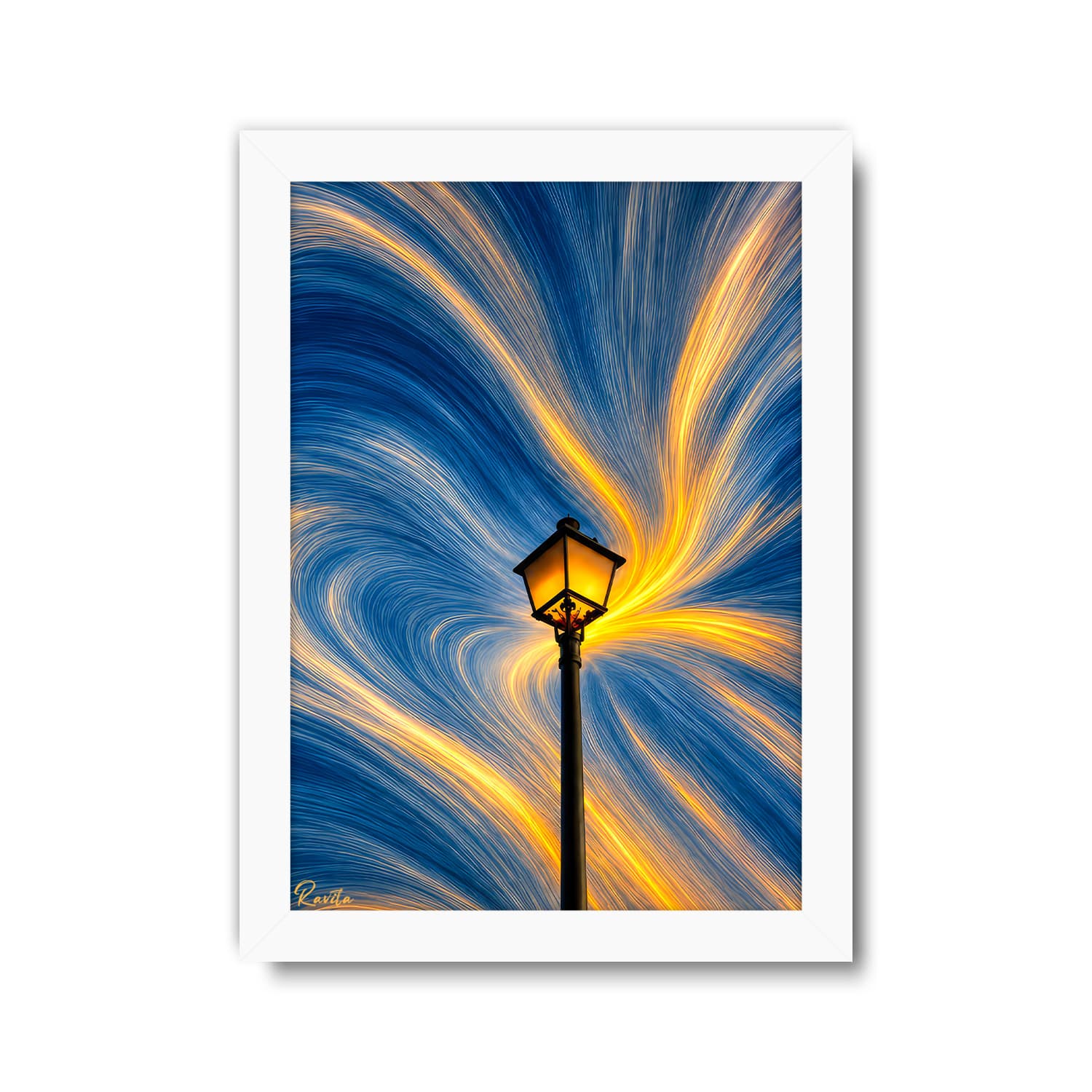 تابلو تکی راویتا طرح چراغ شب پرستاره ونگوک – Van Gogh Starry Night Lamp کد 3942 — تصویر ۴