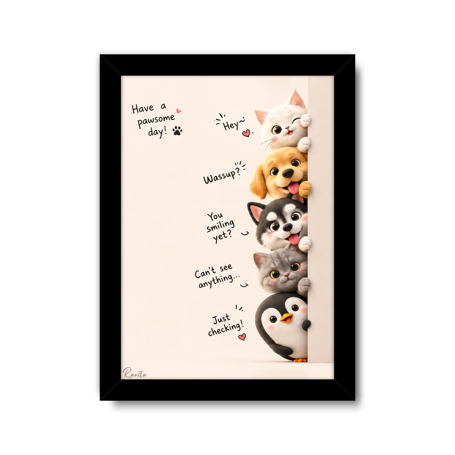 تابلو تکی راویتا طرح حیوانات بامزه – Cute Animal کد 3940