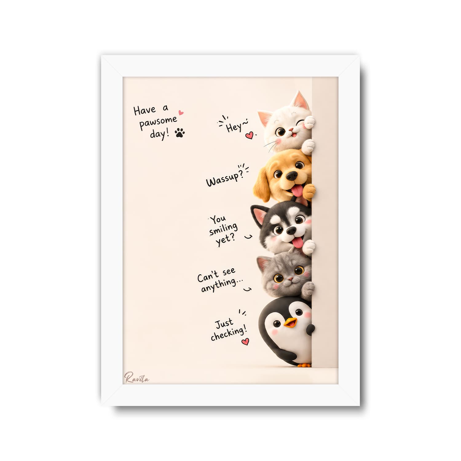 تابلو تکی راویتا طرح حیوانات بامزه – Cute Animal کد 3940 — تصویر ۳
