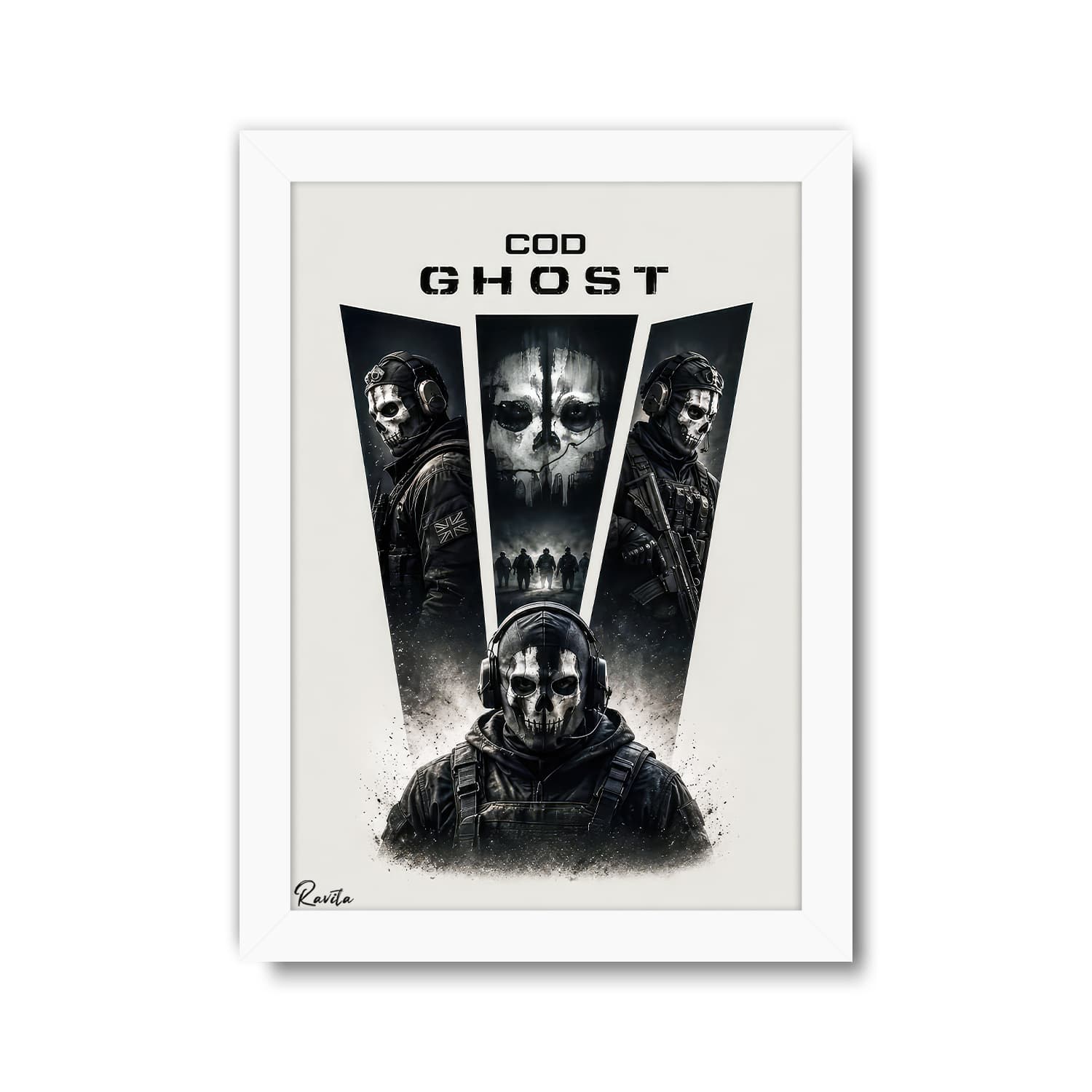 تابلو تکی راویتا طرح گوست کال اف دیوتی – Ghost Call of Duty کد 3924 — تصویر ۲