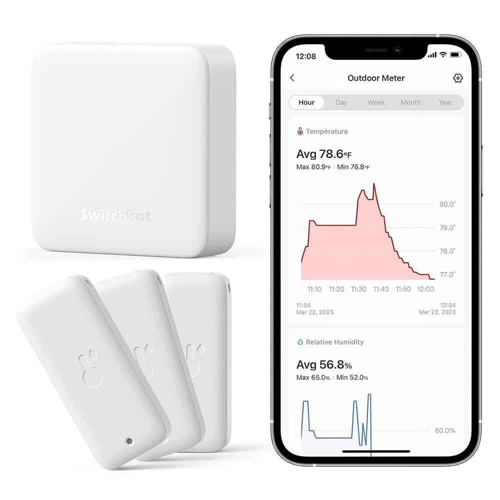 پک 3 عددی دماسنج و رطوبت سنج هوشمند SwitchBot با هاب مینی
