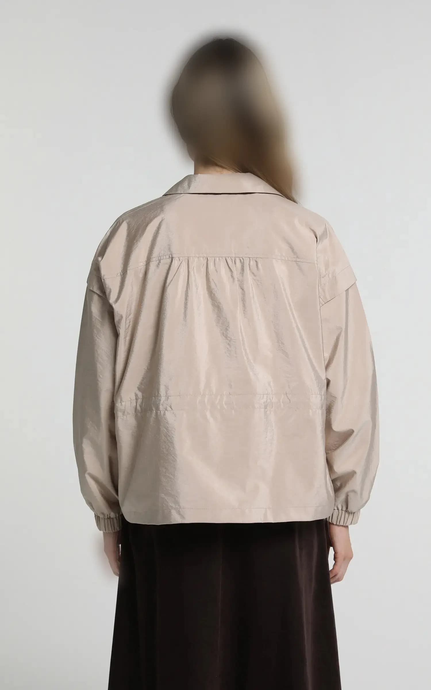 ژاکت زنانه بژ کوتاه دکمه‌دار یقه برگردان COLIN’S کد CL1082136 — تصویر ۲