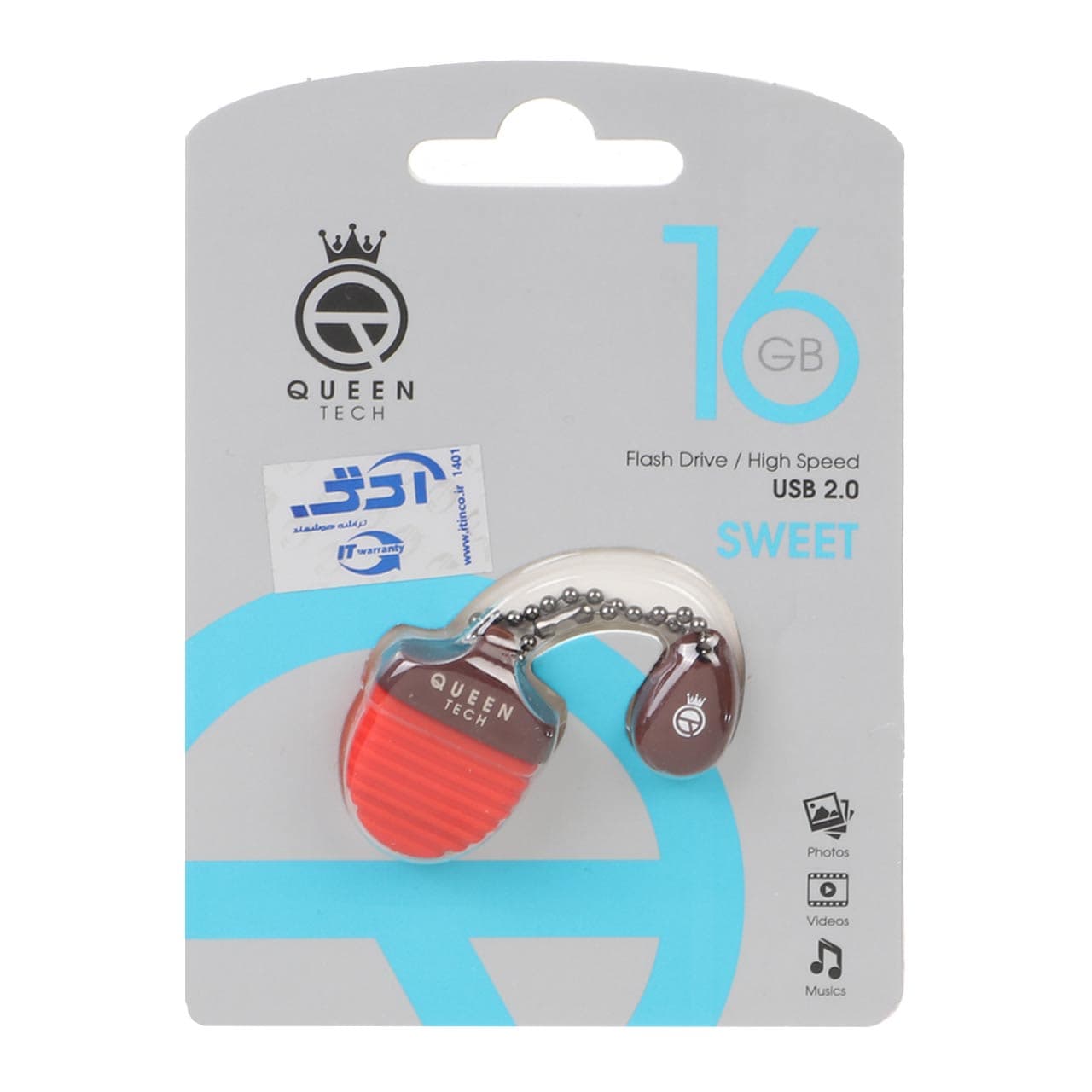 Queen Sweet USB2.0 Flash Memory-16GB قرمز (گارانتی مادام العمر شرکت آی تین) — تصویر ۲
