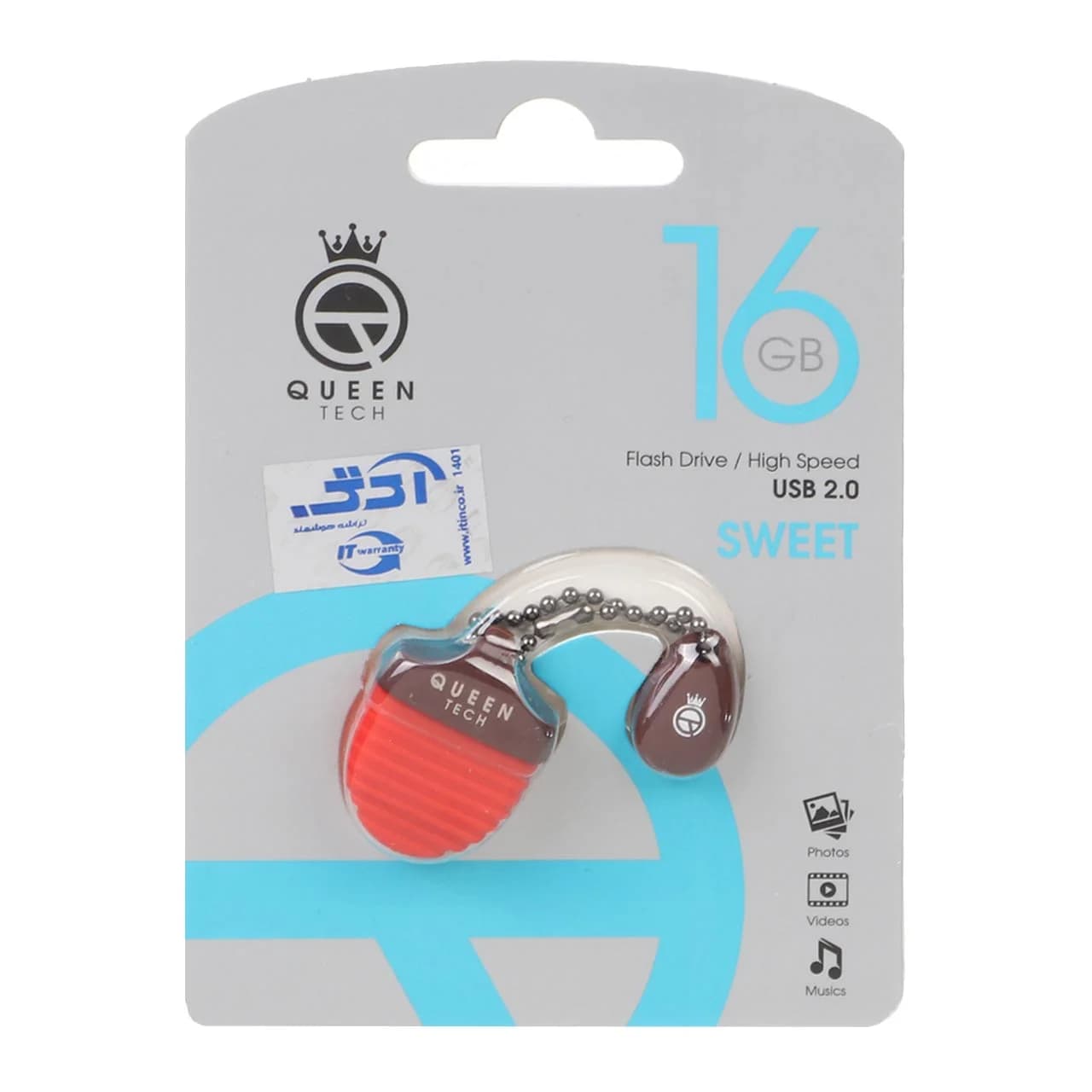 Queen Sweet USB2.0 Flash Memory-16GB قرمز (گارانتی مادام العمر شرکت آی تین)