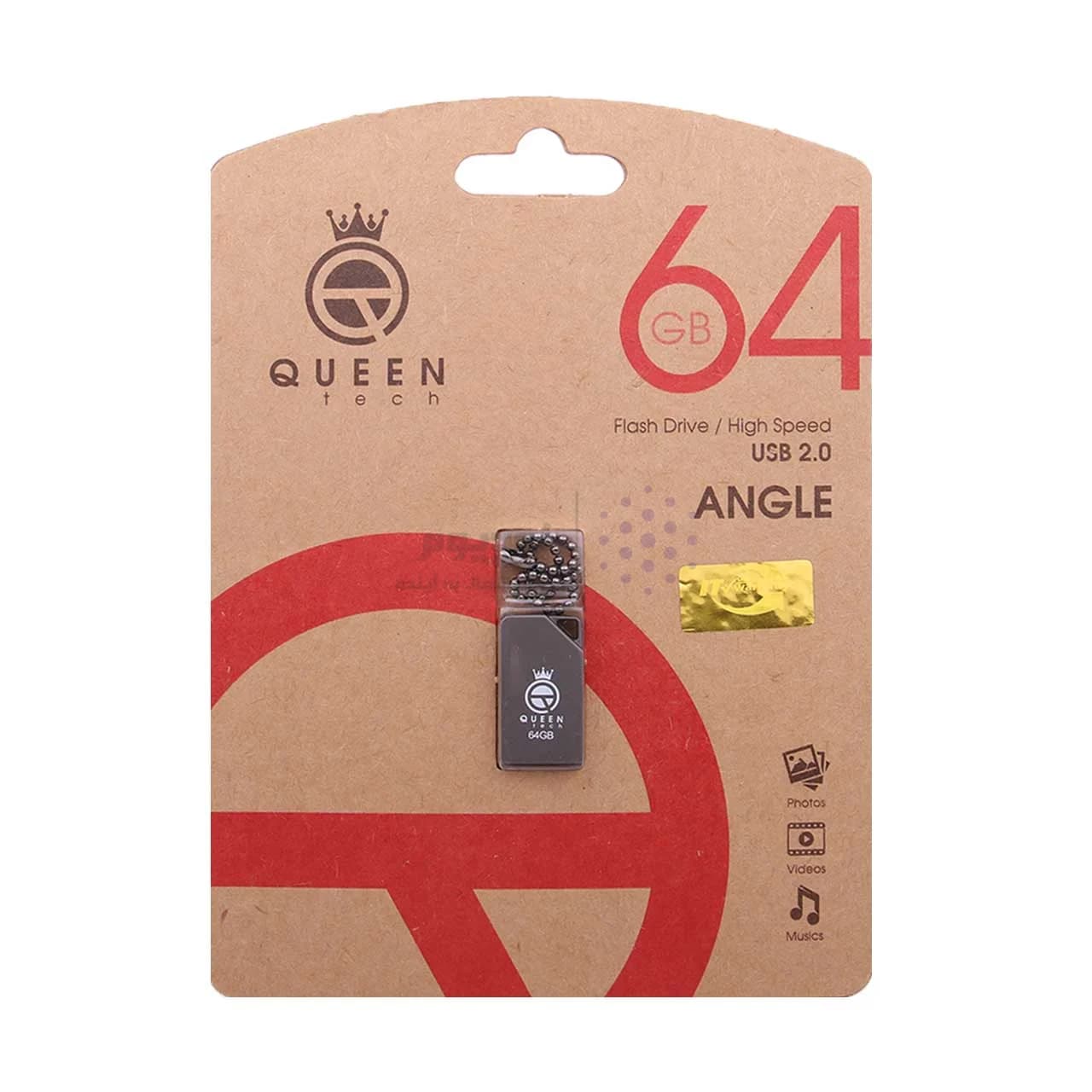 Queen Angle USB2.0 Flash Memory-64GB مشکی (گارانتی مادام العمر شرکت آی تین) — تصویر ۲