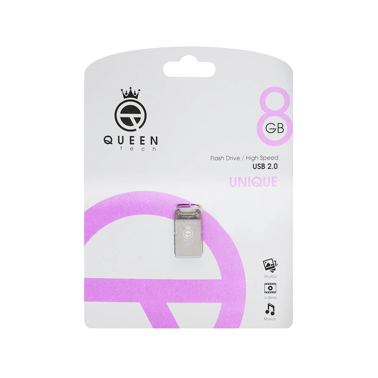 Queen Unique USB2.0 Flash Memory-8GB مشکی (گارانتی مادام العمر شرکت آی تین)