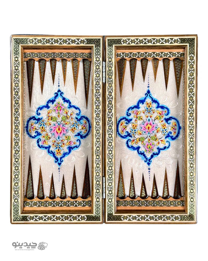 تخته نرد خاتم کاری تمام تذهیب 35 سانتی طرح فیروزه کد 10504 — تصویر ۴
