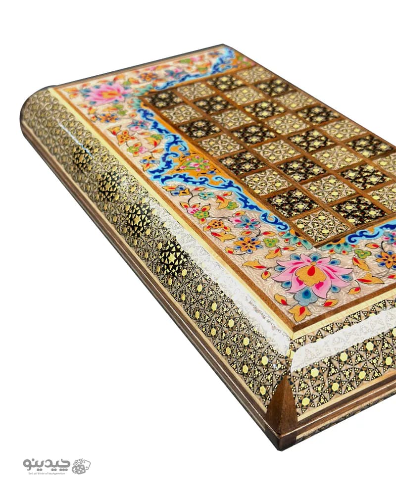 تخته نرد خاتم کاری تمام تذهیب 35 سانتی طرح فیروزه کد 10504 — تصویر ۵