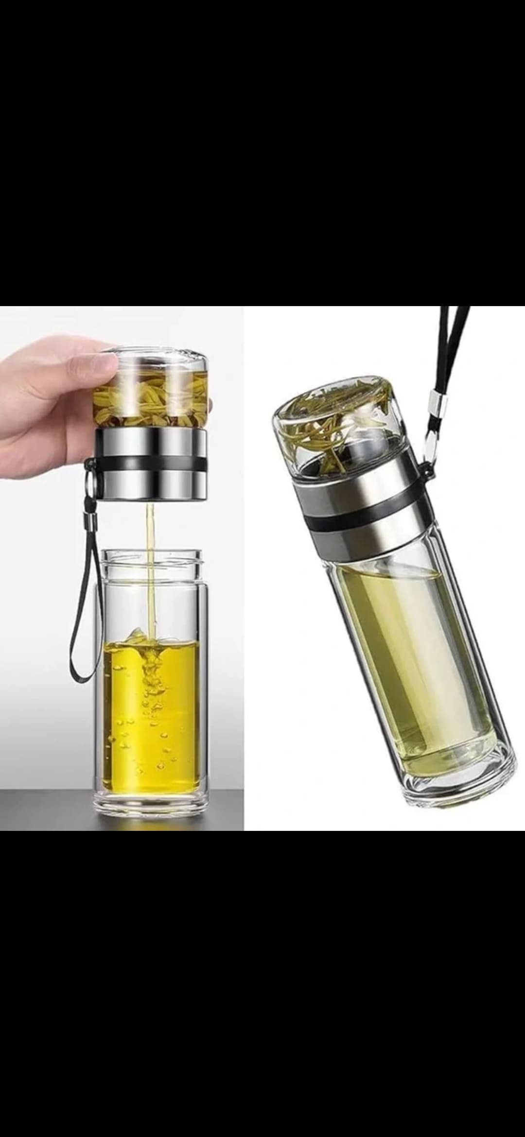 تراول ماگ شیشه ای بند دار دمنوشی400میل — تصویر ۳