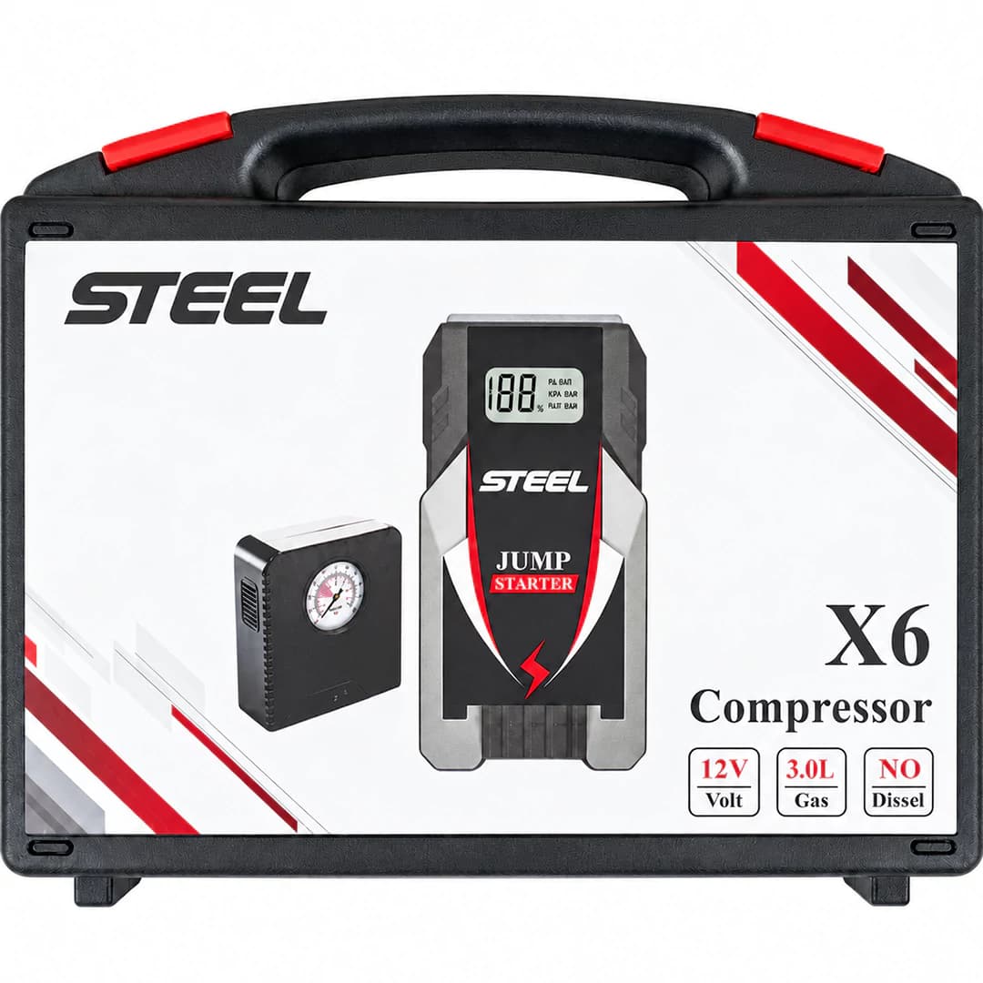 پمپ باد استیل مدل JUMP STARTER X6 — تصویر ۲