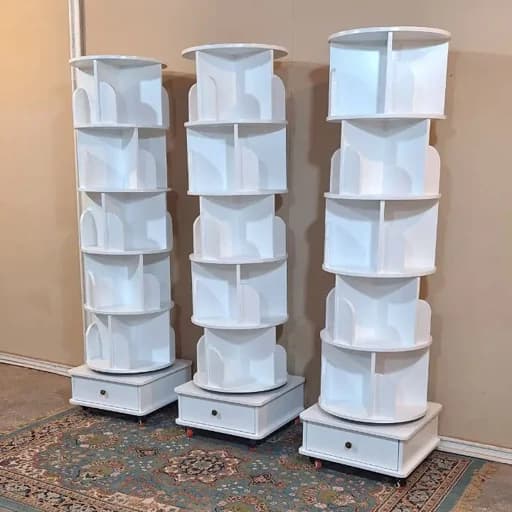 کتابخانه چرخشی چوبی ایستاده 5 طبقه مبلمان اورلین مدل 966113 — تصویر ۲