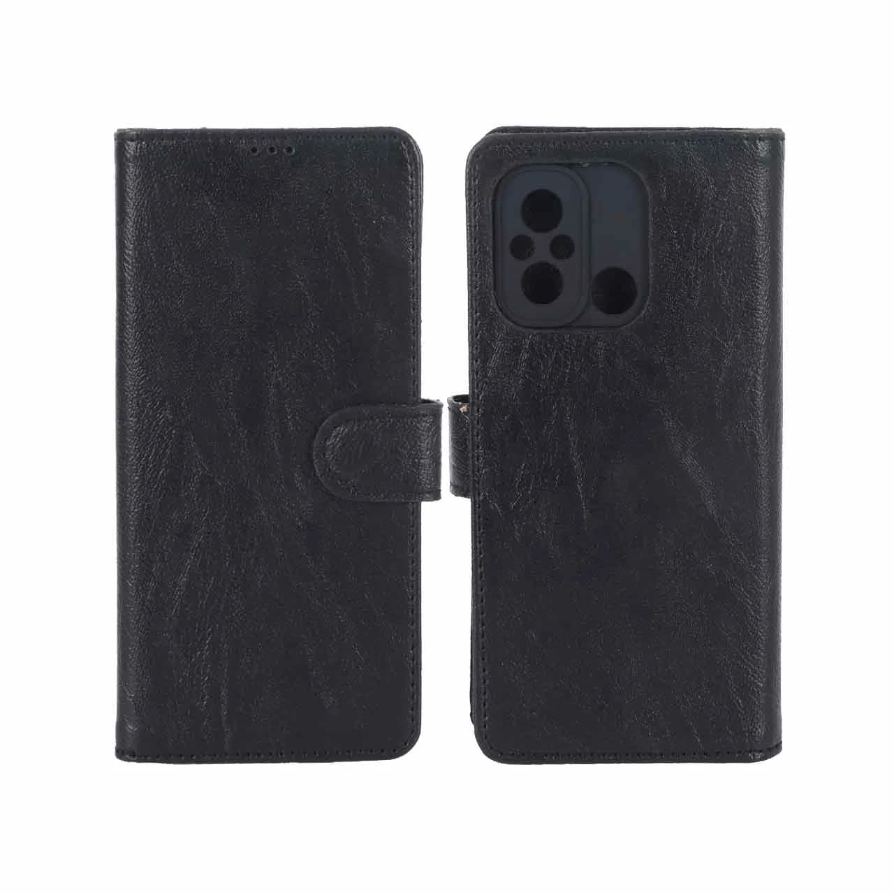 کیف موبایل چرمی مگنتی محافظ لنزدار Xiaomi Redmi 12C / Redmi 11A / Poco C55
