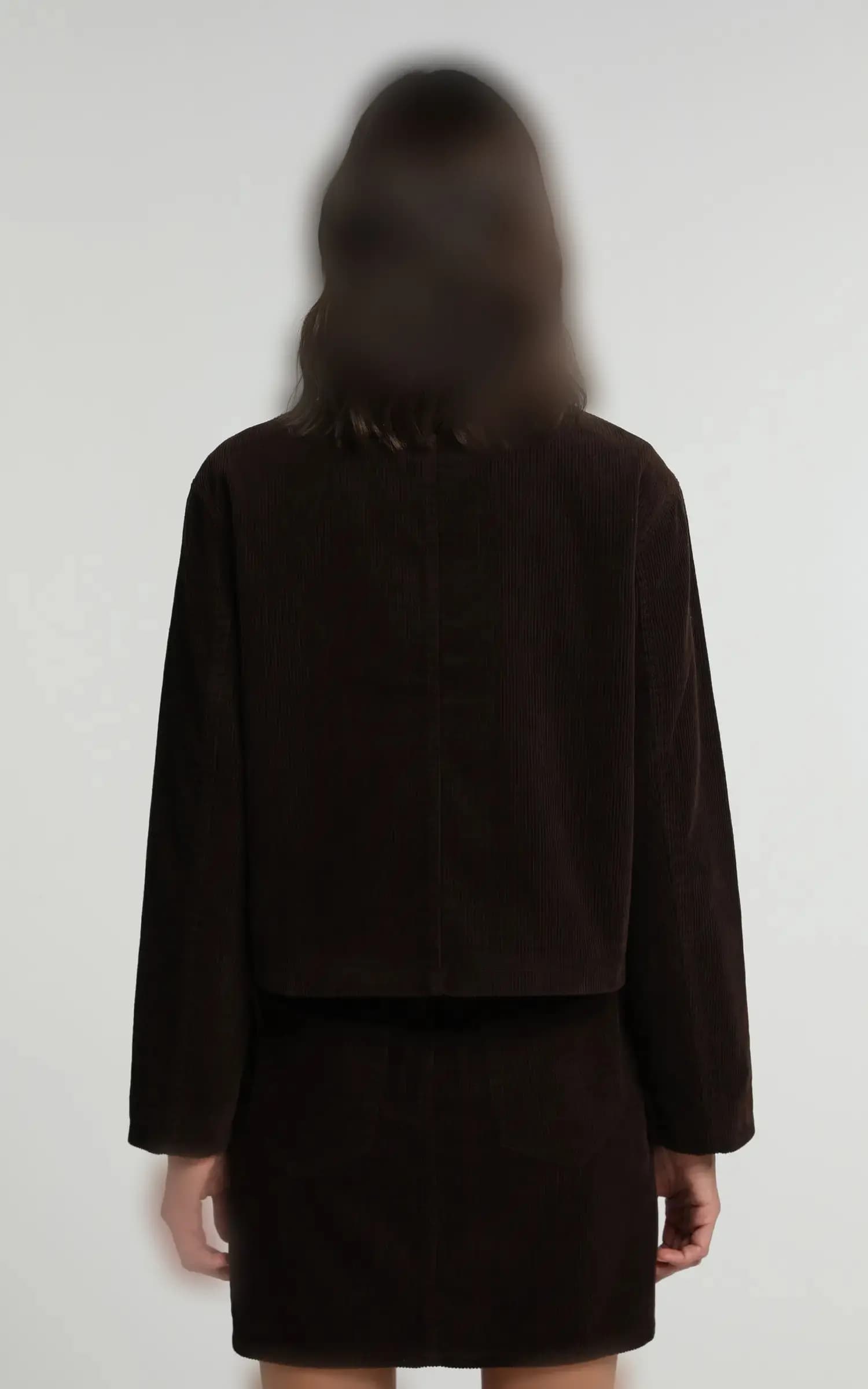 کت زنانه قهوه‌ای تیره کوتاه دکمه‌دار جیب‌دار COLIN’S کد CL1081912 — تصویر ۲
