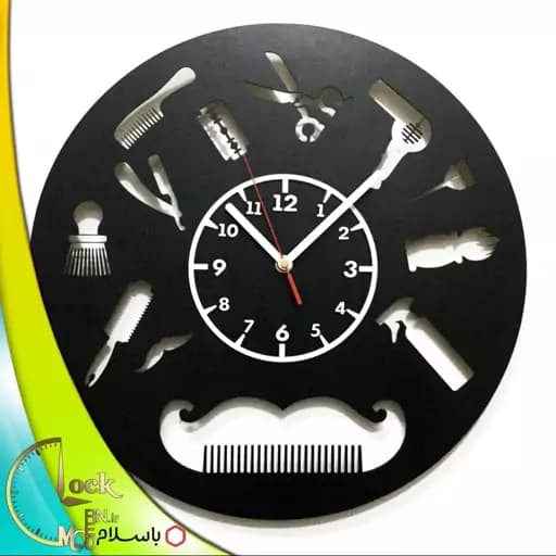 ساعت دیواری طرح آرایشگاه کد 33 فیلبندشاپ مدل 838699