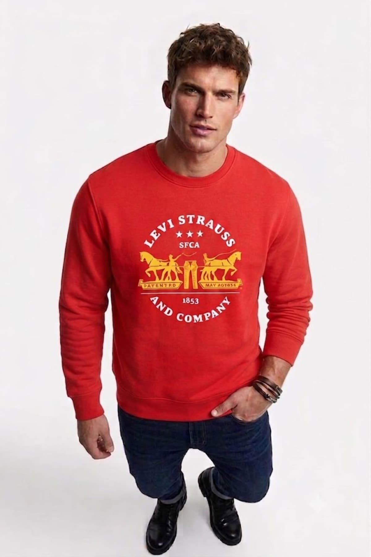 سویشرت لیوایز مردانه 100% پنبه قرمز اسپرت اسلوگان Regular/رگولار Regular/رگولار اسپرت | Levi’s 72346211 TR