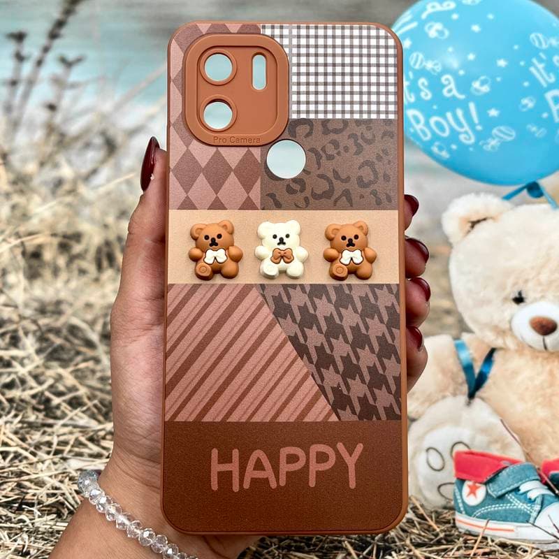 قاب گوشی Redmi A1 Plus / Redmi A2 Plus / Poco C50 شیائومی سیلیکونی عروسکی برجسته طرح خرس قهوه ای کد 623067