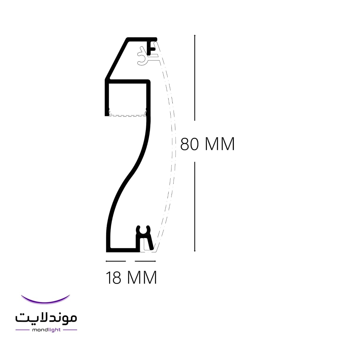 قرنیز نوری کد ML34 | ارتفاع 8سانتی متری | تک لاین | قرنیز نوری — تصویر ۲