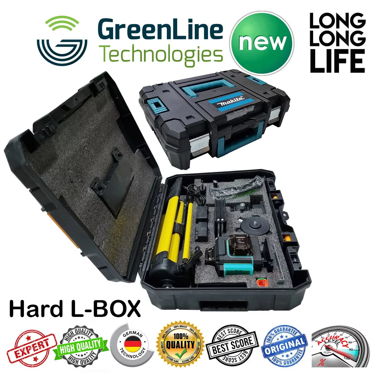 تراز لیزری ماکیتا مدل 4 بعدی 4D-360 نور سبز Hard Box — تصویر ۴