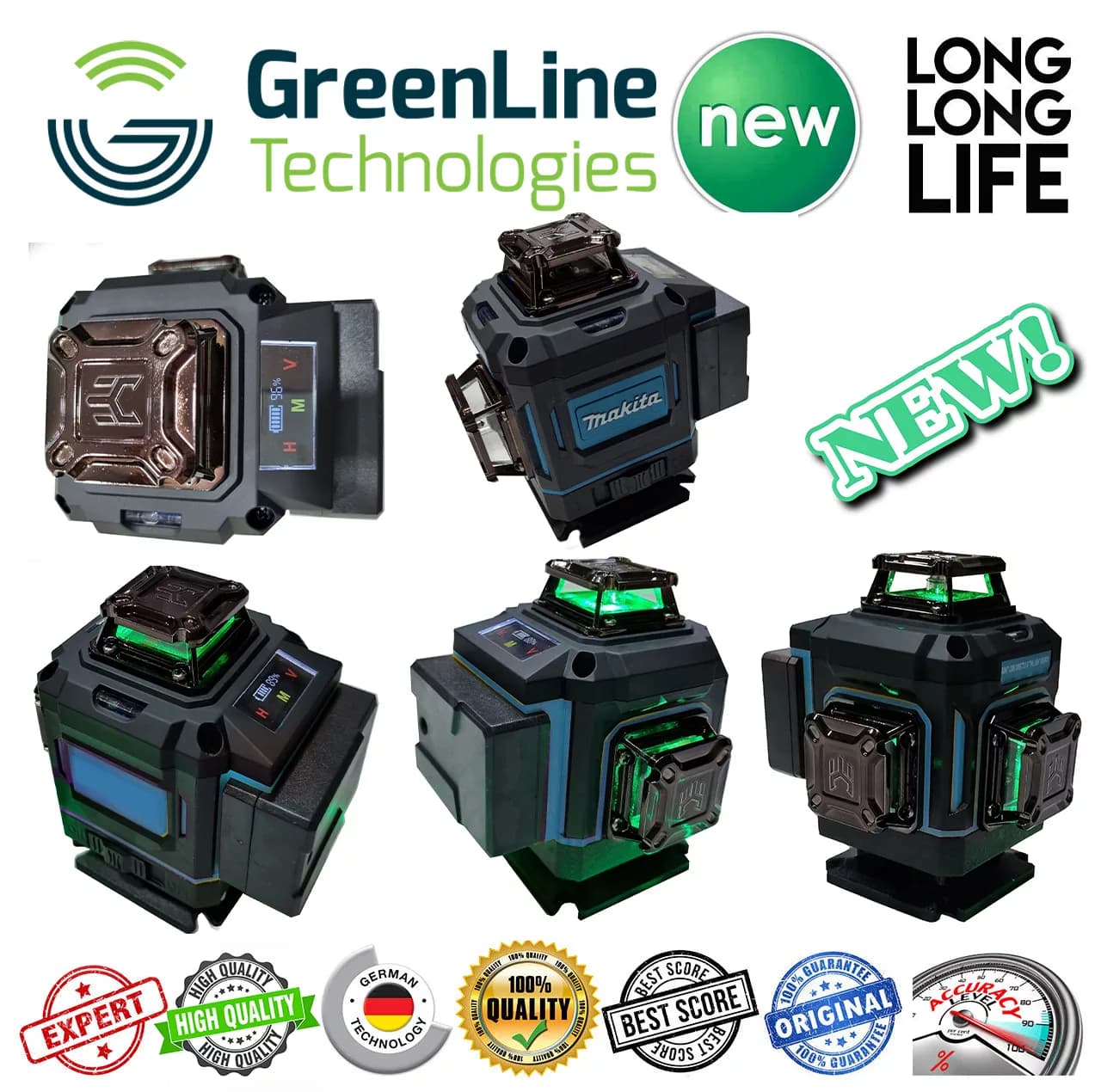 تراز لیزری ماکیتا مدل 4 بعدی 4D-360 نور سبز Hard Box — تصویر ۲
