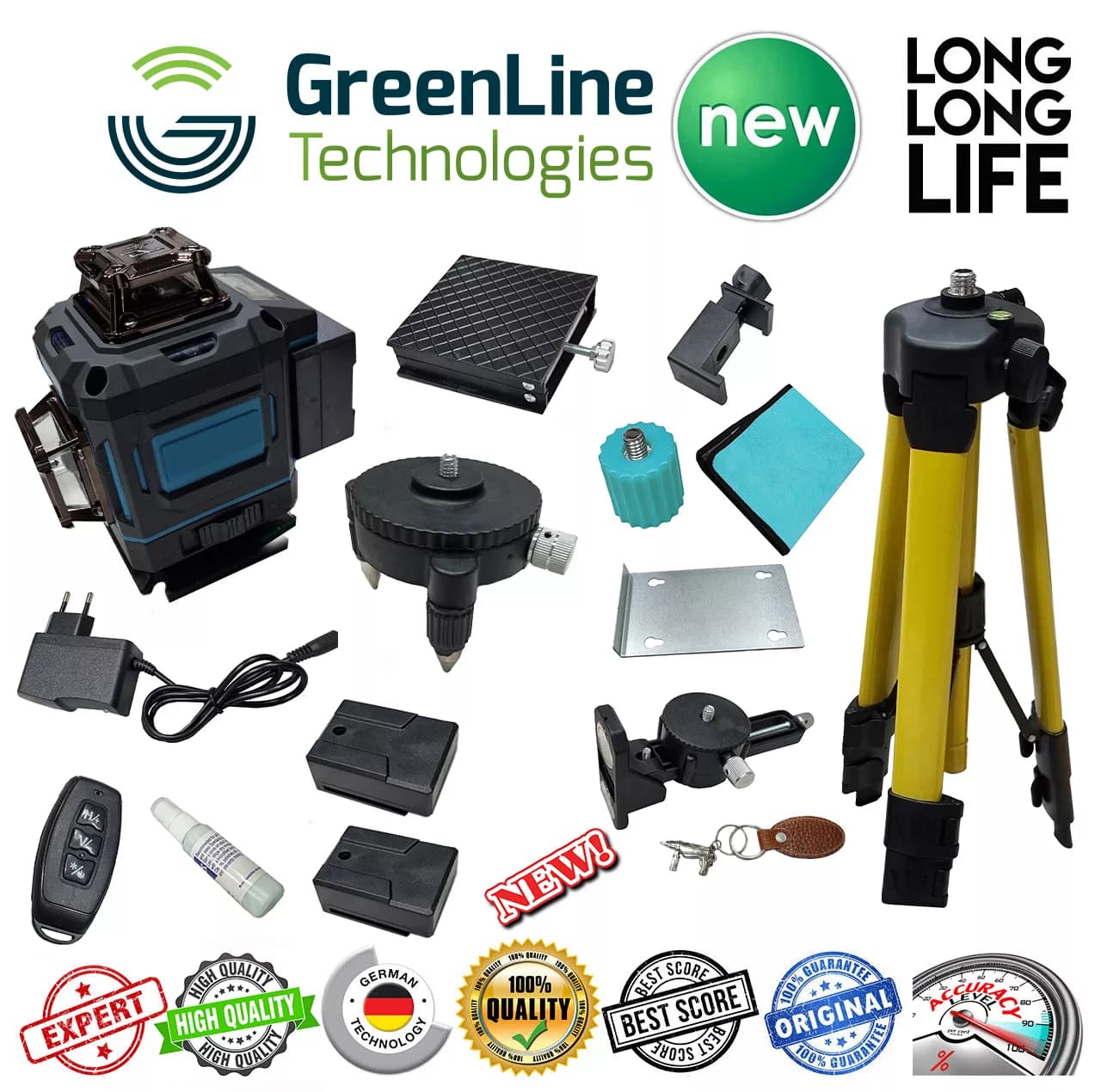 تراز لیزری مدل4 بعدی نور سبز کد 360-4D 16 Lines — تصویر ۸