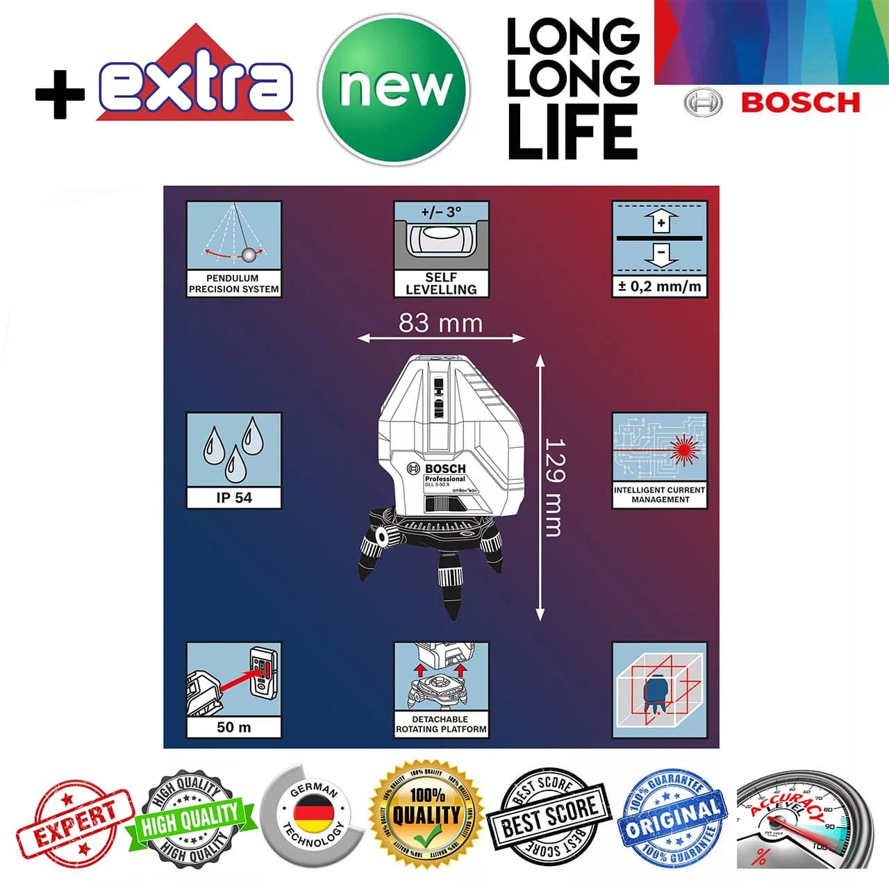 تراز لیزری بوش مدل GLL 5-50 X professional 2 Extra — تصویر ۵